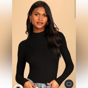 Crawford black long sleeve mock neck body suit